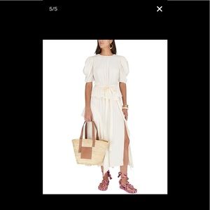 Ulla Johnson Cream Puff-Sleeve Midi Dress in Cream